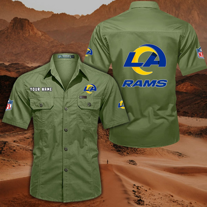 SPECIAL EDITION - NEW CUSTOMIZED NFL22 LAR LOS ANGELES RAMS MUTICOLOR MEN'S CARGO SHIRT
