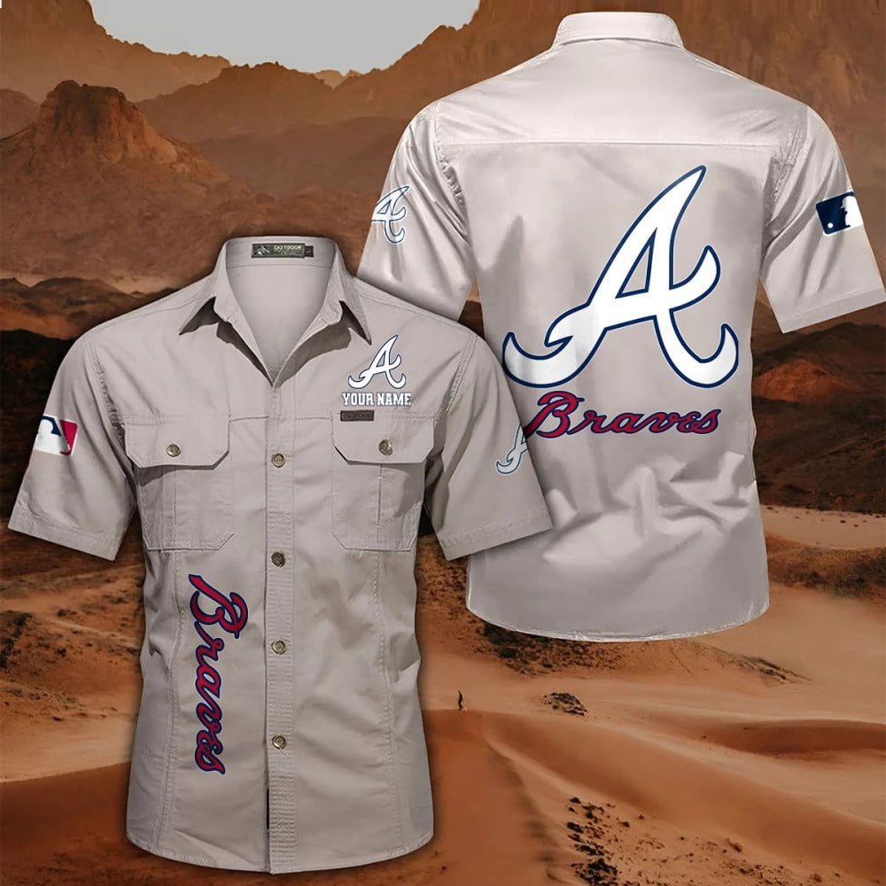 LIMITED EDITION - NEW CUSTOMIZED MLB09 ABS ATLANTA BRAVES MEN'S CARGO SHIRT