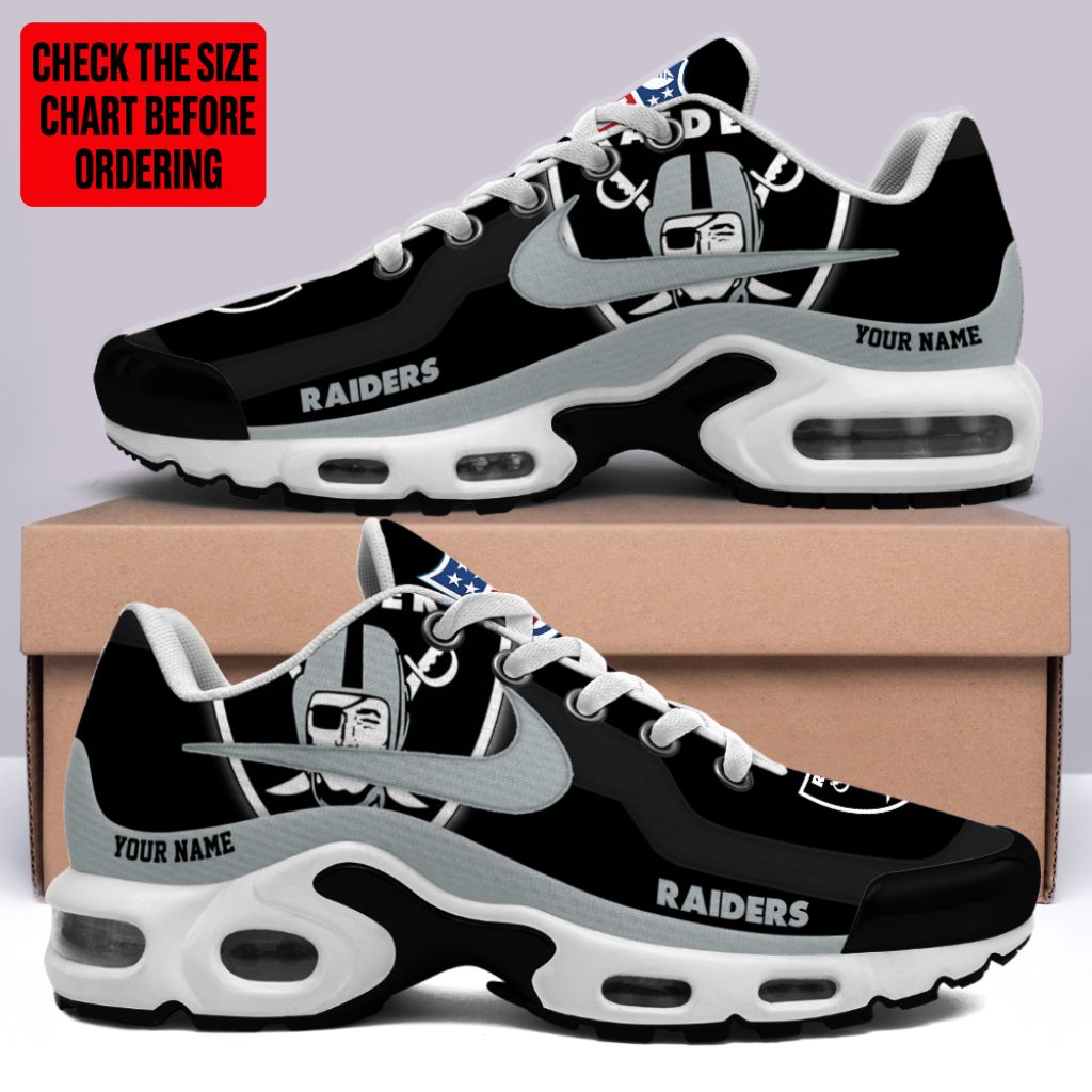 LIMITED EDITION - NEW CUSTOMIZED NFL07 LVR LAS VEGAS RAIDERS AIR MAX PLUS SNEAKERS