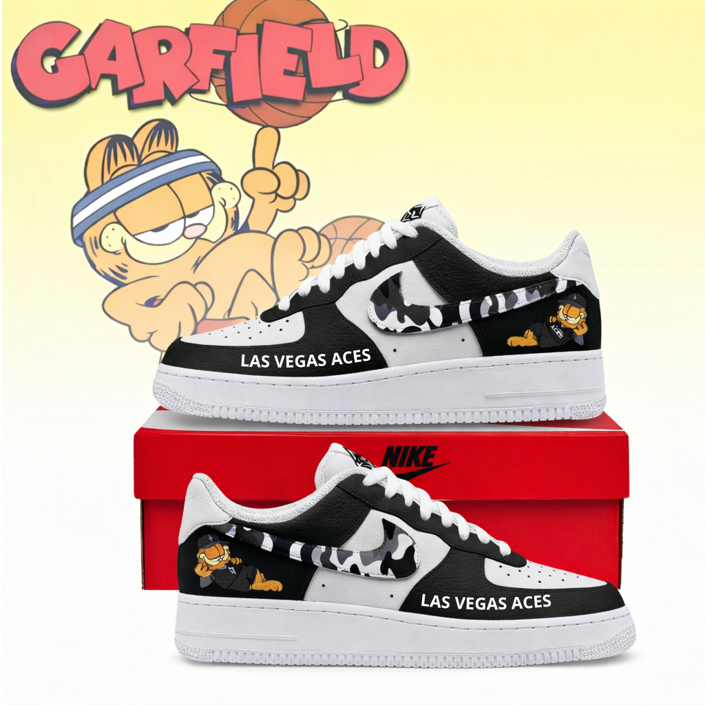 POPULAR NOW - NEW CUSTOMIZED WNBA07 LVA LAS VEGAS ACES x GARFIELD AF1 SNEAKERS