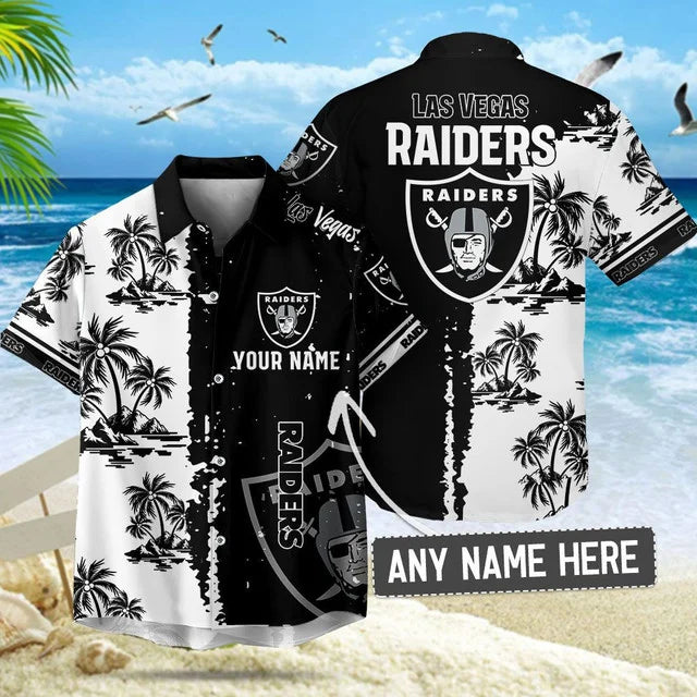 LIMITED EDITION - NEW CUSTOMIZED NFL07 LVR LAS VEGAS RAIDERS UNISEX HAWAIIAN SHIRT & SHORTS SET