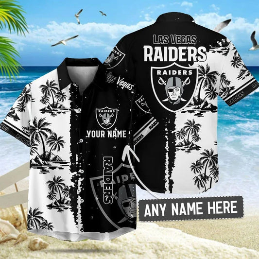 LIMITED EDITION - NEW CUSTOMIZED NFL07 LVR LAS VEGAS RAIDERS UNISEX HAWAIIAN SHIRT & SHORTS SET