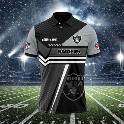LIMITED EDITION - NEW CUSTOMIZED NFL07 LVR LAS VEGAS RAIDERS POLO SHIRT