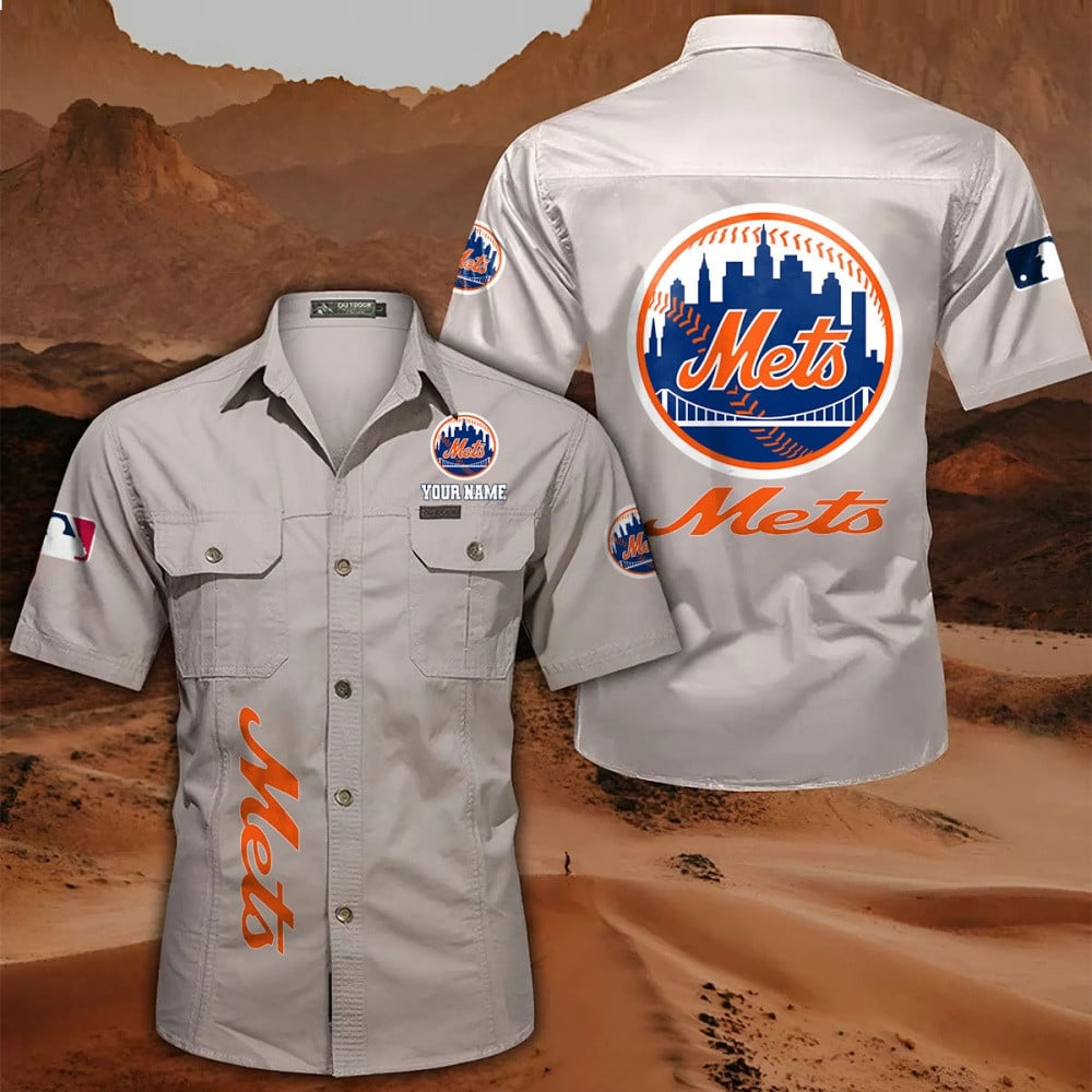 LIMITED EDITION - NEW CUSTOMIZED MLB17 NYM NEW YORK METS MEN'S CARGO SHIRT