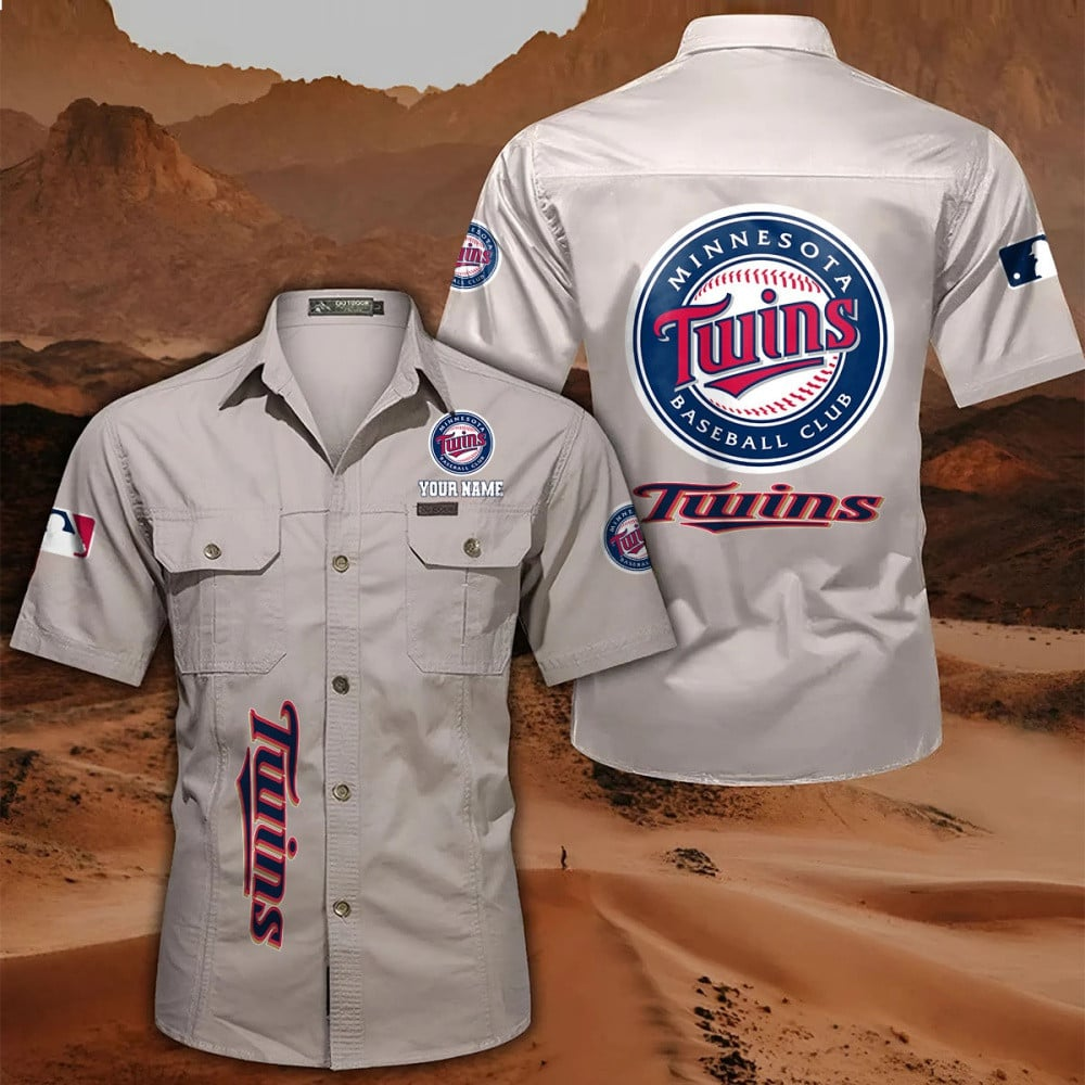 LIMITED EDITION - NEW CUSTOMIZED MLB22 MTS MINNESOTA TWINS MEN'S CARGO SHIRT