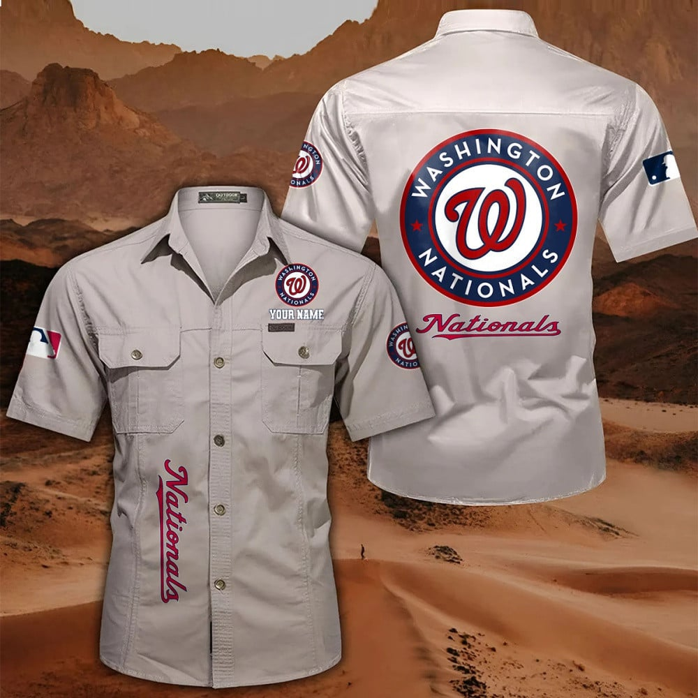 LIMITED EDITION - NEW CUSTOMIZED MLB28 WNS WASHINGTON NATIONALS MEN'S CARGO SHIRT