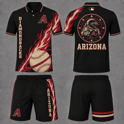 [FLASH SALE] NEW CUSTOMIZED MLB07 ADS ARIZONA DIAMONDBACKS POLO SHIRT & SHORT PANTS SET