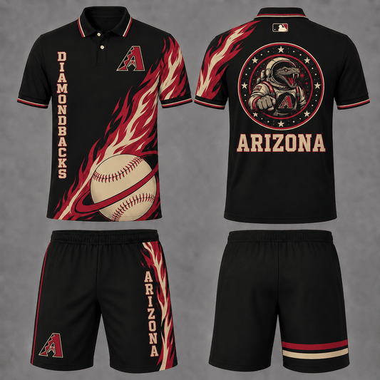 [FLASH SALE] NEW CUSTOMIZED MLB07 ADS ARIZONA DIAMONDBACKS POLO SHIRT & SHORT PANTS SET