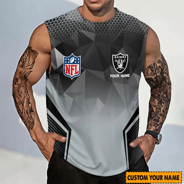 LIMITED EDITION - NEW CUSTOMIZED NFL07 LVR LAS VEGAS RAIDERS MEN'S GYM SHIRT