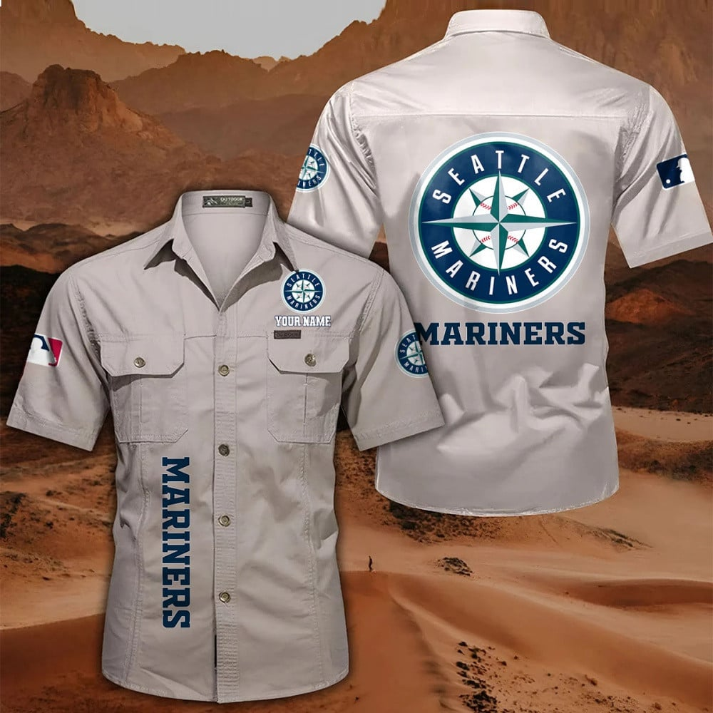 LIMITED EDITION - NEW CUSTOMIZED MLB14 SMS SEATTLE MARINERS MEN'S CARGO SHIRT