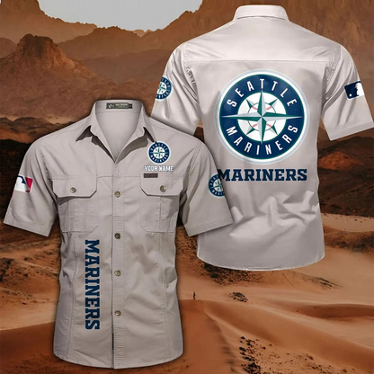 LIMITED EDITION - NEW CUSTOMIZED MLB14 SMS SEATTLE MARINERS MEN'S CARGO SHIRT