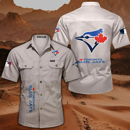 LIMITED EDITION - NEW CUSTOMIZED MLB12 TBJ TORONTO BLUE JAYS MEN'S CARGO SHIRT