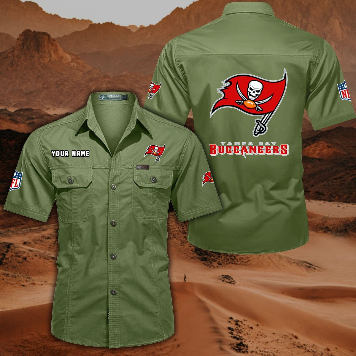 SPECIAL EDITION - NEW CUSTOMIZED NFL10 TBB TAMPA BAY BUCCANEERS MUTICOLOR MEN'S CARGO SHIRT