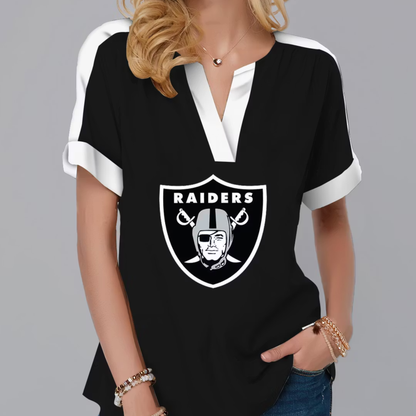 LIMITED EDITION - NEW CUSTOMIZED NFL07 LVR LAS VEGAS RAIDERS V-NECK FEMALE SHIRT