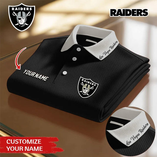 LIMITED EDITION - NEW CUSTOMIZED NFL07 LVR LAS VEGAS RAIDERS POLO SHIRT
