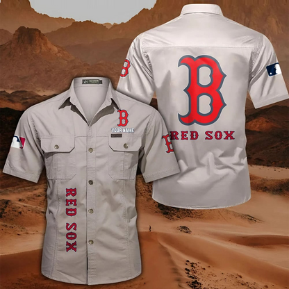 LIMITED EDITION - NEW CUSTOMIZED MLB03 BRS BOSTON RED SOX MEN'S CARGO SHIRT
