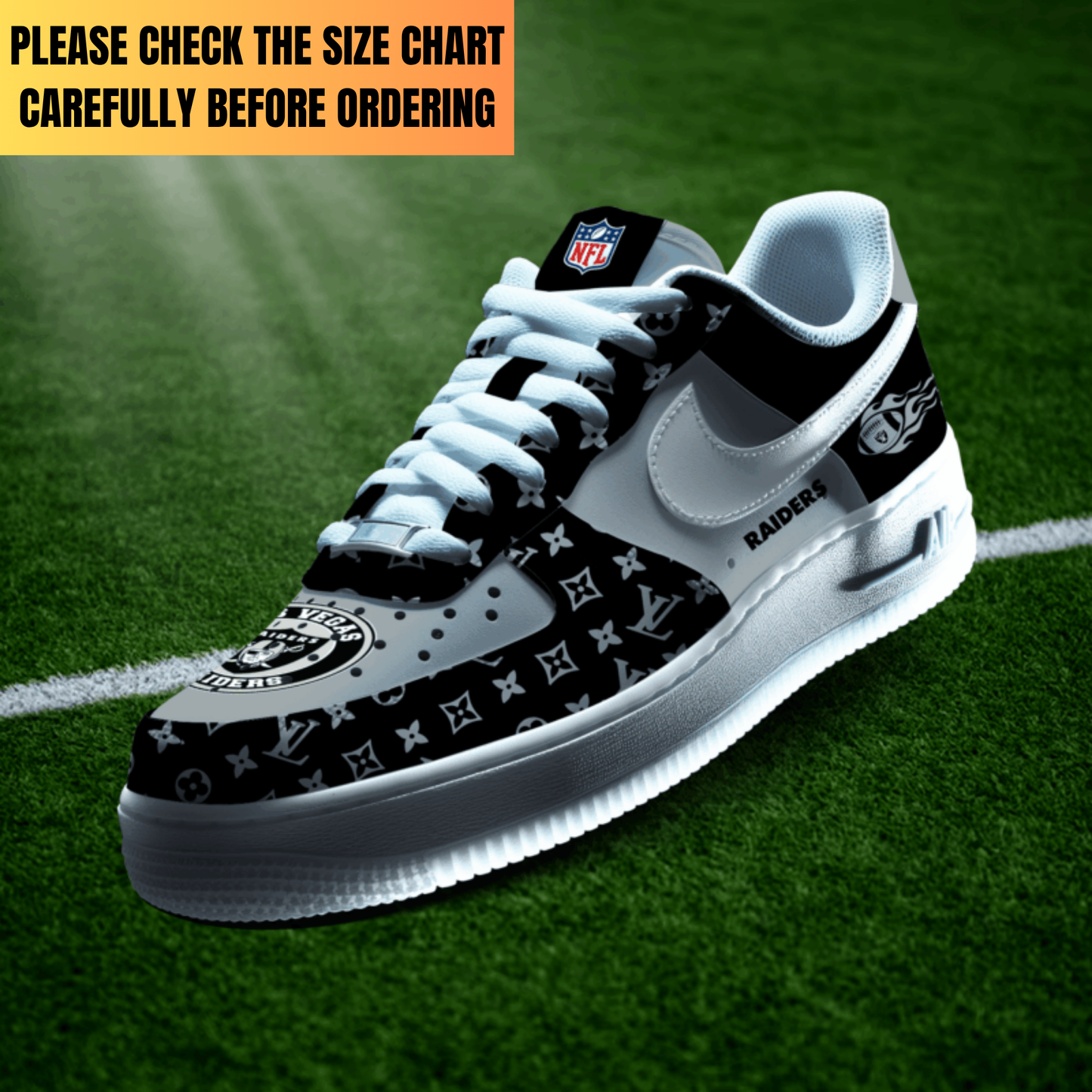 LIMITED EDITION - NEW CUSTOMIZED NFL07 LVR LAS VEGAS RAIDERS AF1 SHOES
