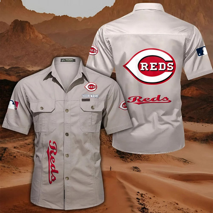 LIMITED EDITION - NEW CUSTOMIZED MLB05 CRS CINCINNATI REDS MEN'S CARGO SHIRT