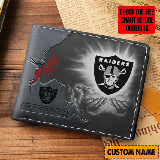 LIMITED EDITION - NEW CUSTOMIZED NFL07 LVR LAS VEGAS RAIDERS LEATHER WALLET