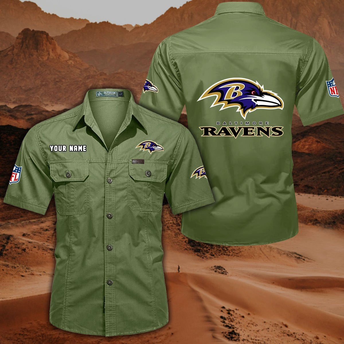 SPECIAL EDITION - NEW CUSTOMIZED NFL28 BTR BALTIMORE RAVENS MUTICOLOR MEN'S CARGO SHIRT