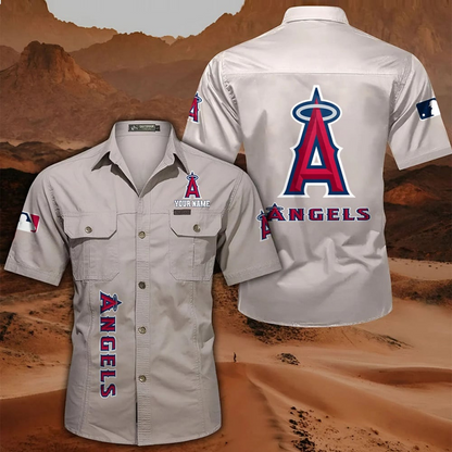 LIMITED EDITION - NEW CUSTOMIZED MLB27 LAA LOS ANGELES ANGELS  MEN'S CARGO SHIRT