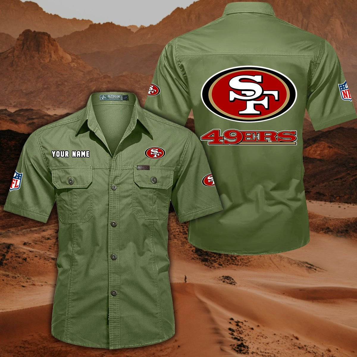 SPECIAL EDITION - NEW CUSTOMIZED NFL11 SF49 SAN FRANCISCO 49ERS MUTICOLOR MEN'S CARGO SHIRT