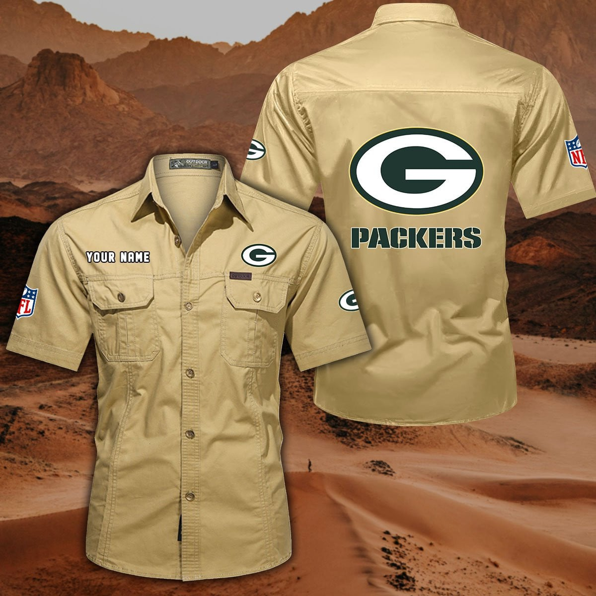 SPECIAL EDITION - NEW CUSTOMIZED NFL08 GBP GREEN BAY PACKERS MUTICOLOR MEN'S CARGO SHIRT