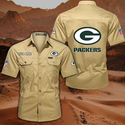 SPECIAL EDITION - NEW CUSTOMIZED NFL08 GBP GREEN BAY PACKERS MUTICOLOR MEN'S CARGO SHIRT