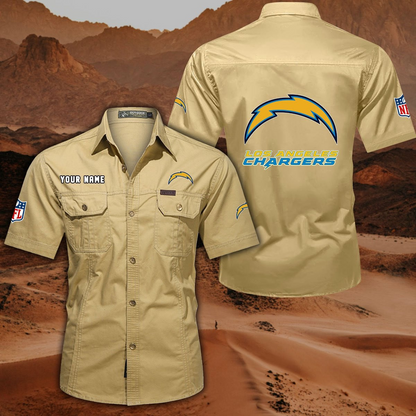 SPECIAL EDITION - NEW CUSTOMIZED NFL09 LAC LOS ANGELES CHARGERS MUTICOLOR MEN'S CARGO SHIRT