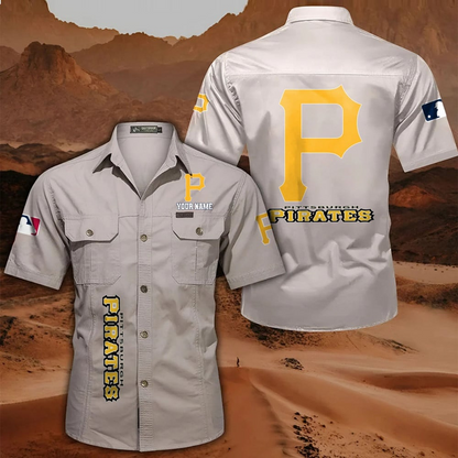 LIMITED EDITION - NEW CUSTOMIZED MLB29 PHP PITTSBURGH PIRATES MEN'S CARGO SHIRT