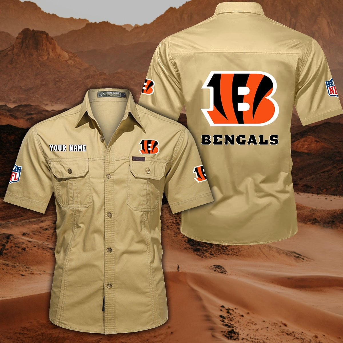 SPECIAL EDITION - NEW CUSTOMIZED NFL16 CCB CINCINNATI BENGALS MUTICOLOR MEN'S CARGO SHIRT