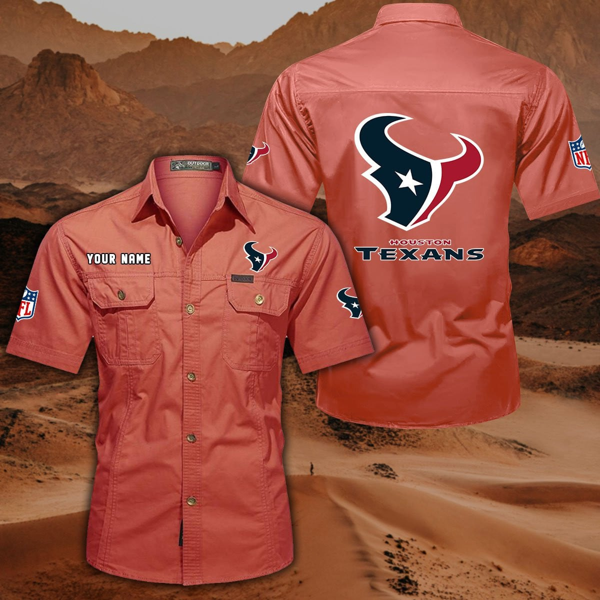 SPECIAL EDITION - NEW CUSTOMIZED NFL15 HTT HOUSTON TEXANS MUTICOLOR MEN'S CARGO SHIRT
