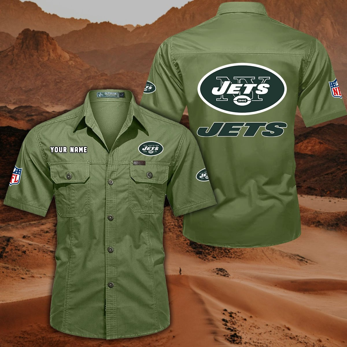 SPECIAL EDITION - NEW CUSTOMIZED NFL25 NYJ NEW YORK JETS MUTICOLOR MEN'S CARGO SHIRT