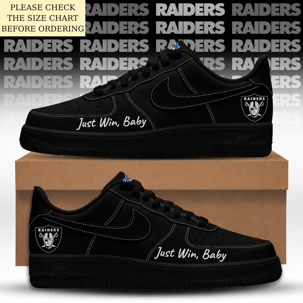 LIMITED EDITION - NEW CUSTOMIZED NFL07 LVR LAS VEGAS RAIDERS AF1 SHOES