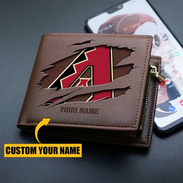 LIMITED EDITION - NEW CUSTOMIZED MLB07 ADS ARIZONA DIAMONDBACKS LEATHER WALLET
