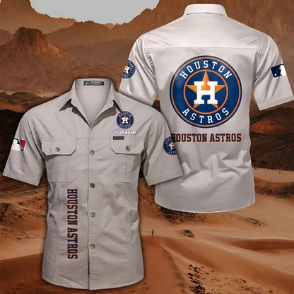 LIMITED EDITION - NEW CUSTOMIZED MLB10 HAS HOUSTON ASTROS MEN'S CARGO SHIRT