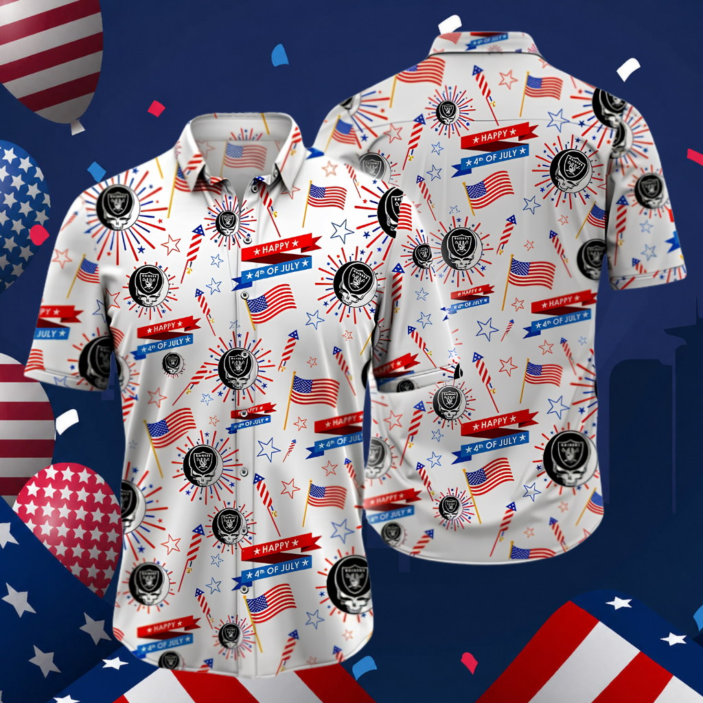 LIMITED EDITION - NEW CUSTOMIZED NFL07 LVR LAS VEGAS RAIDERS PATRIOTIC 250 USA HAWAIIAN SHIRT