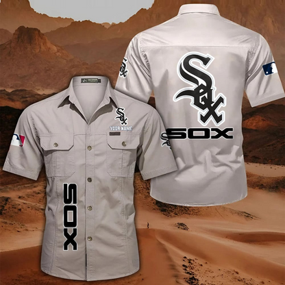 LIMITED EDITION - NEW CUSTOMIZED MLB26 CWS CHICAGO WHITE SOX MEN'S CARGO SHIRT