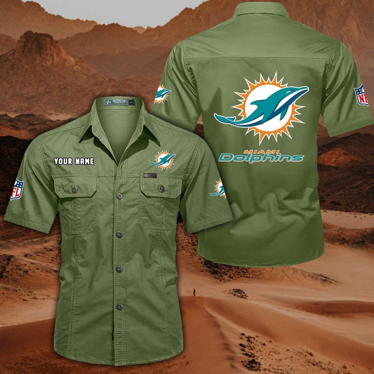 SPECIAL EDITION - NEW CUSTOMIZED NFL19 MDP MIAMI DOLPHINS MUTICOLOR MEN'S CARGO SHIRT