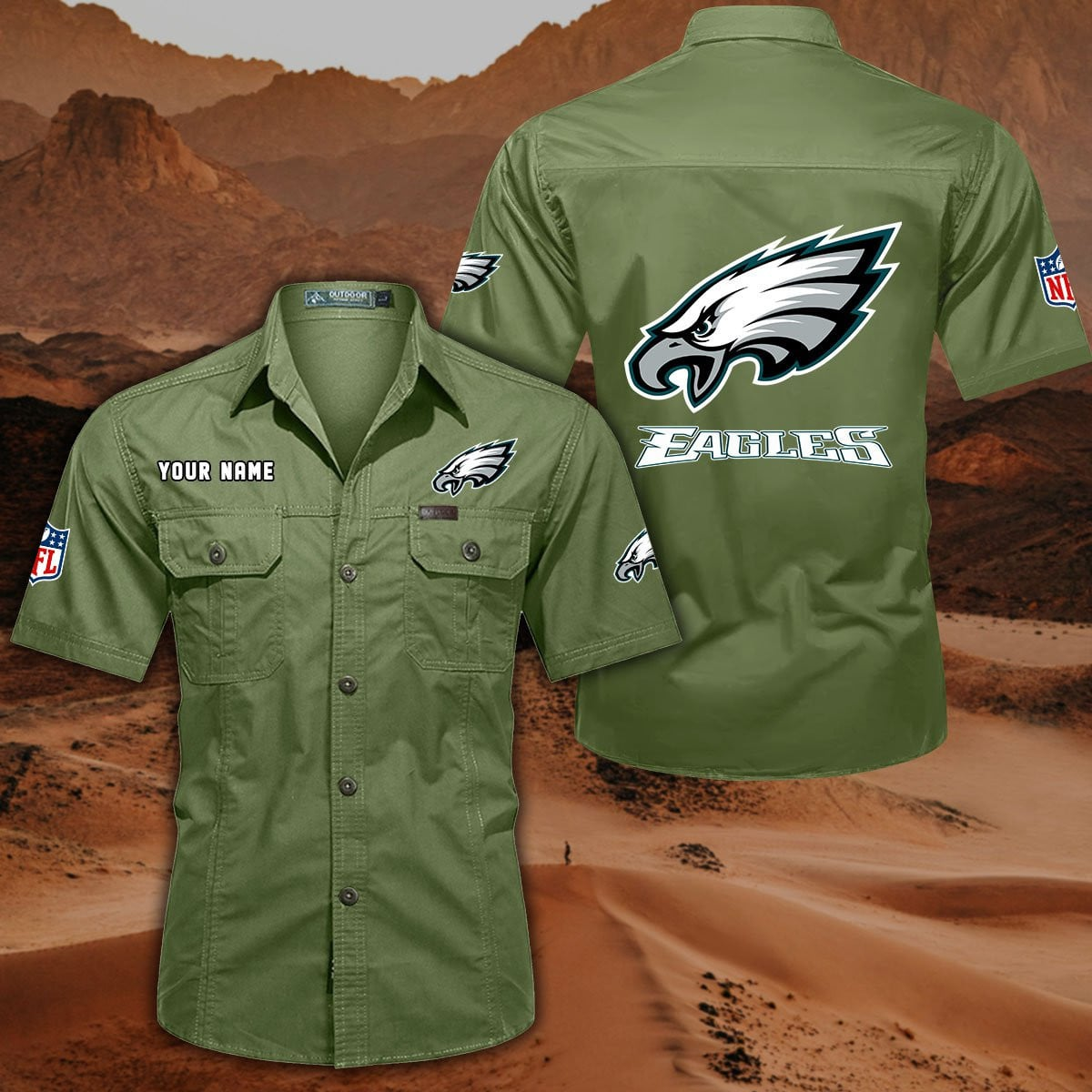 SPECIAL EDITION - NEW CUSTOMIZED NFL02 PPE PHILADELPHIA EAGLES MUTICOLOR MEN'S CARGO SHIRT