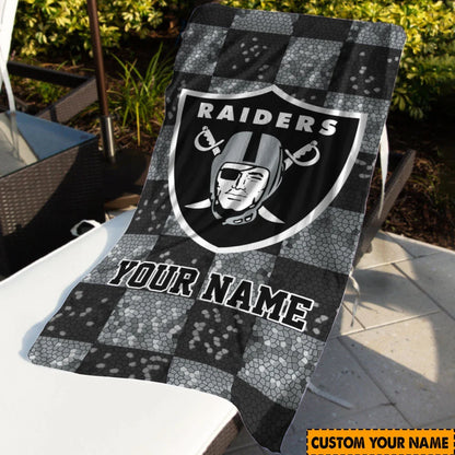 LIMITED EDITION - NEW CUSTOMIZED NFL07 LVR LAS VEGAS RAIDERS BEACH TOWEL