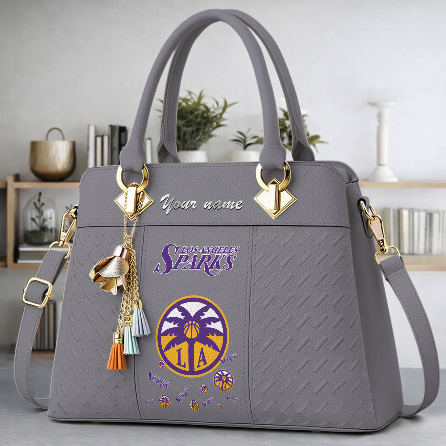 [FAN FAVORITE] NEW CUSTOMIZED WNBA08 LAS LOS ANGELES SPARKS MULTICOLOR HANDBAG