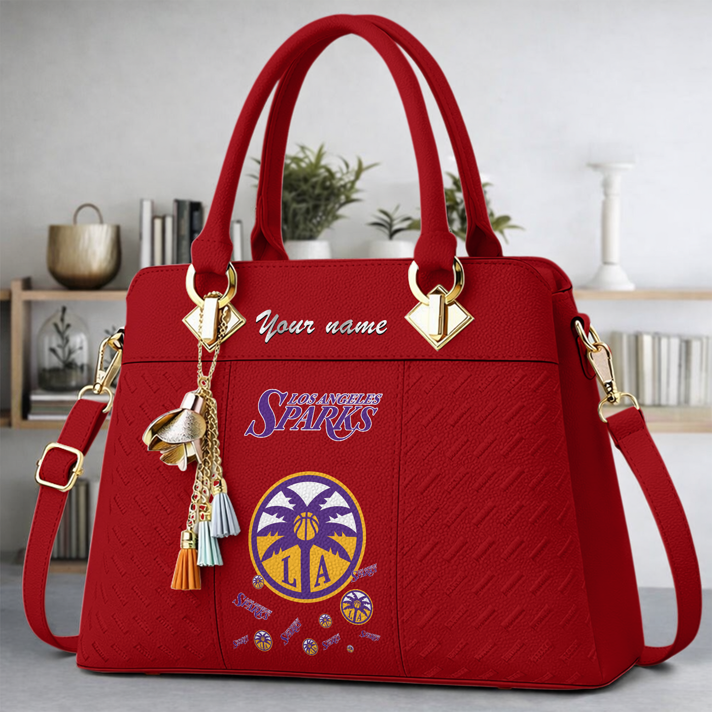 [FAN FAVORITE] NEW CUSTOMIZED WNBA08 LAS LOS ANGELES SPARKS MULTICOLOR HANDBAG
