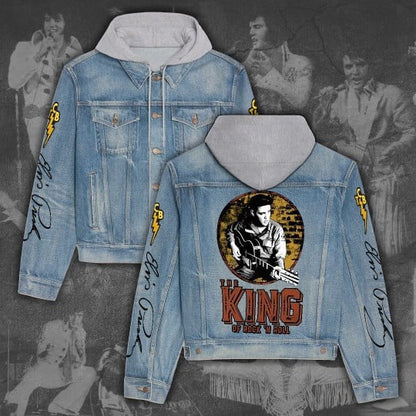 New Premium Elvis Presley Hooded Denim Jacket - EVPLCAO82