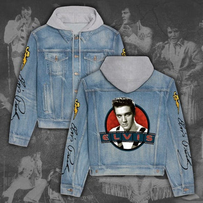 New Premium Elvis Presley Hooded Denim Jacket - EVPLCAO83