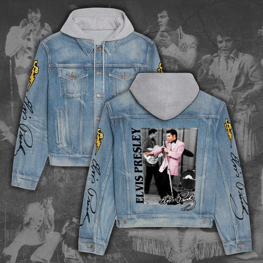 New Premium Elvis Presley Hooded Denim Jacket - EVPLCAO84