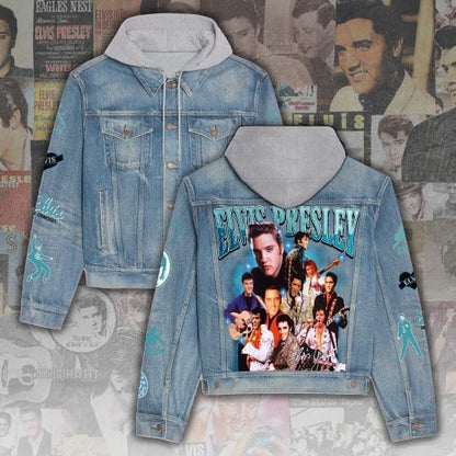 New Premium Elvis Presley Hooded Denim Jacket - EVPLCAO85