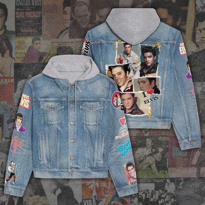 New Premium Elvis Presley Hooded Denim Jacket - EVPLCAO86