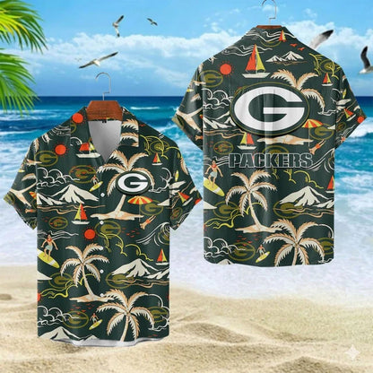 VIRAL EDITION  - NEW CUSTOMIZED NFL08 GBP GREEN BAY PACKERS UNISEX INDEPENDENCE DAY HAWAIIAN SHIRT & SHORTS SET