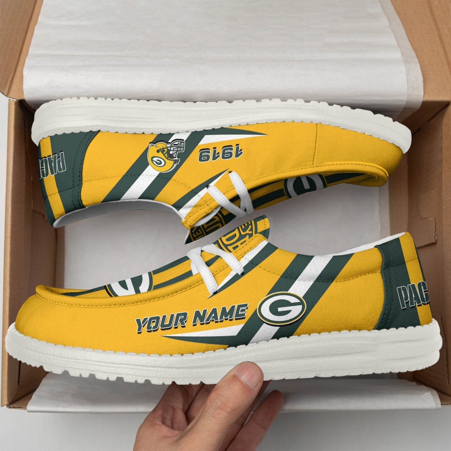 [SPECIAL OFFER] NEW CUSTOMIZED NFL08 GBP GREEN BAY PACKERS LOAFER SHOES